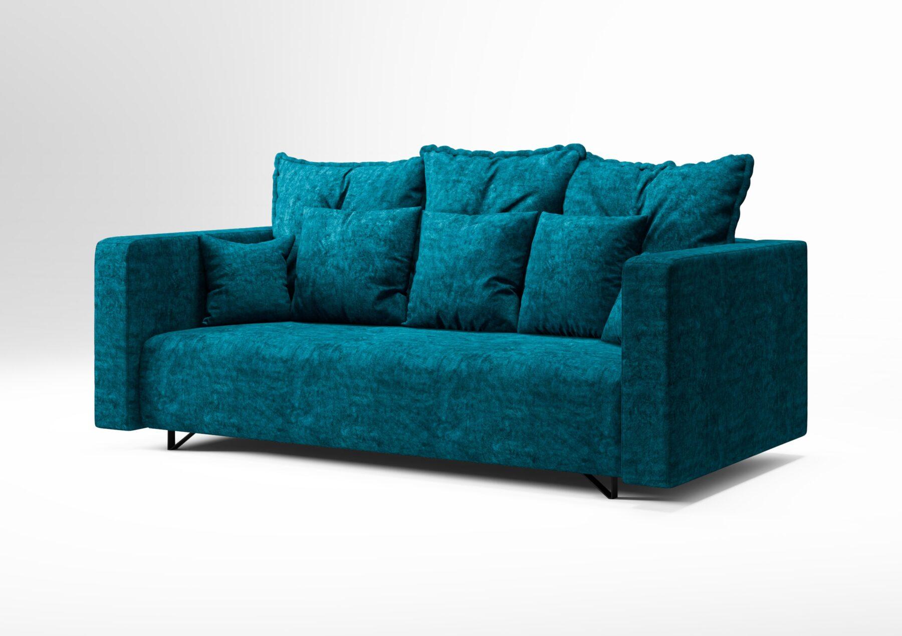niebeska wygodna sofa